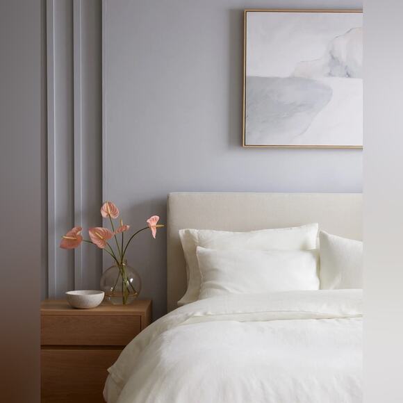 Quince European Linen Duvet Cover Set Ivory Size Queen/Full - Picture 1 of 8